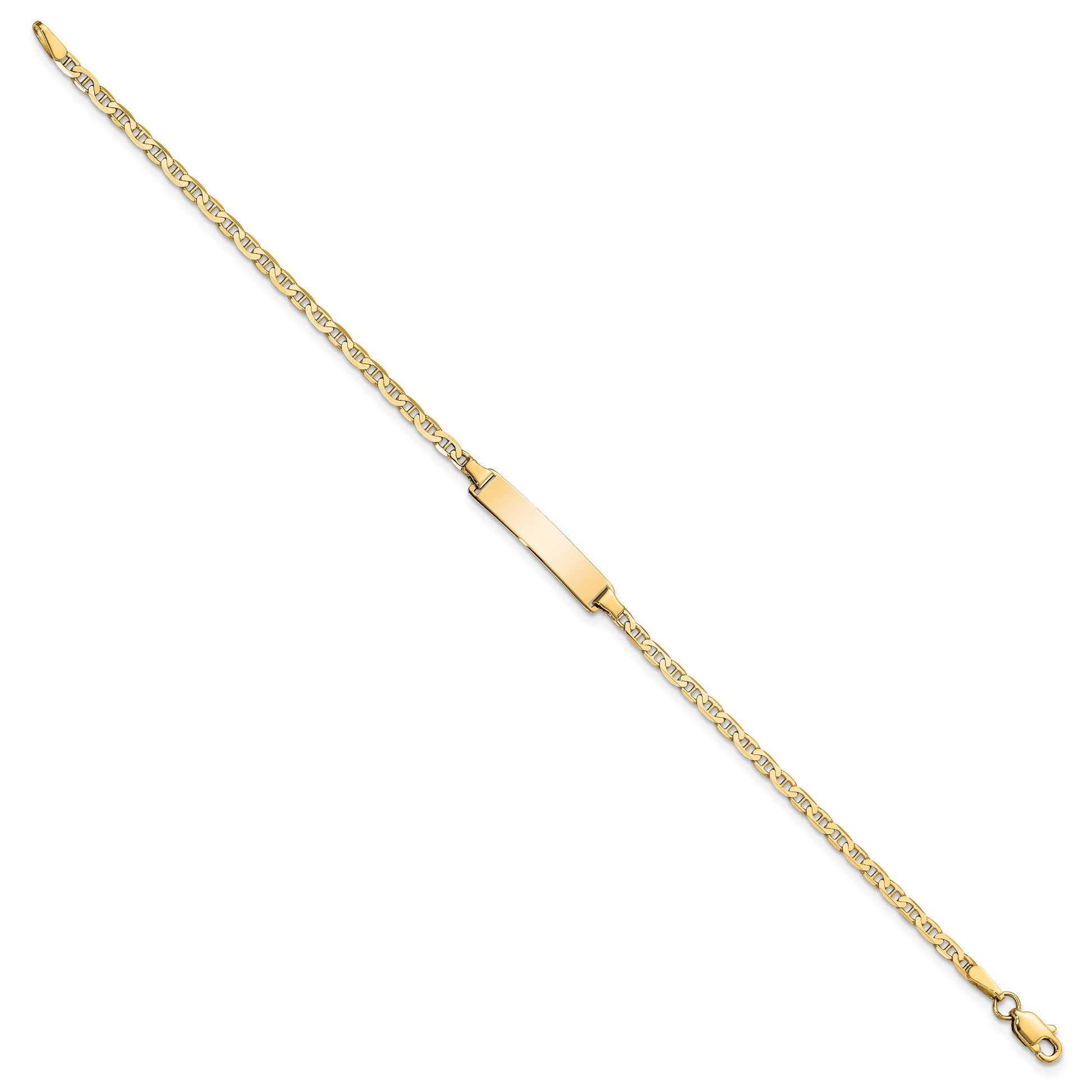 14k Polished Solid Chain/Solid Plate Flat Anchor Link 22.5x4.5mm Plate 7 inch ID Bracelet