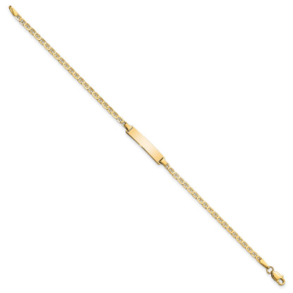 14k Polished Solid Chain/Solid Plate Flat Anchor Link 22.5x4.5mm Plate 7 inch ID Bracelet