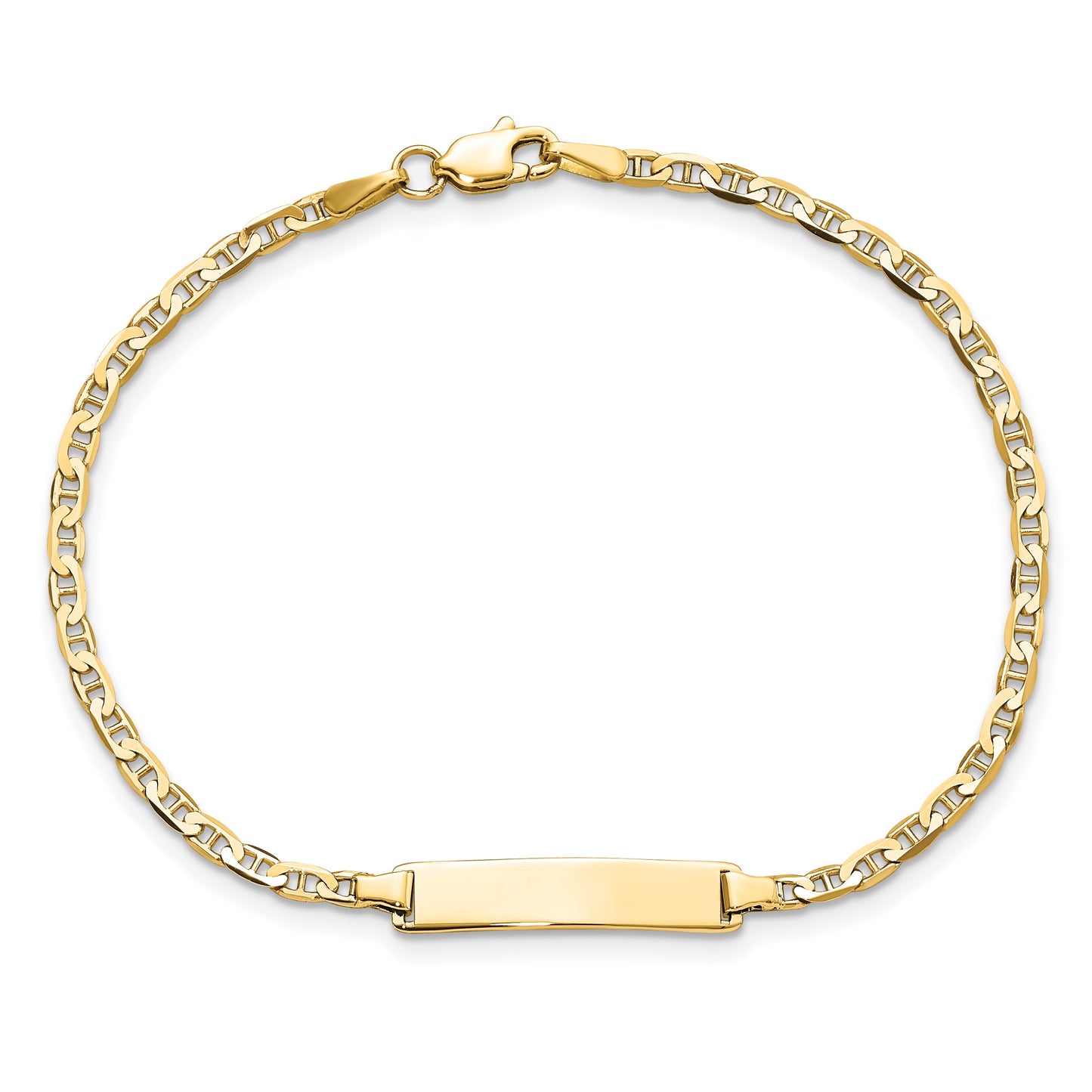 14k Polished Solid Chain/Solid Plate Flat Anchor Link 22.5x4.5mm Plate 7 inch ID Bracelet