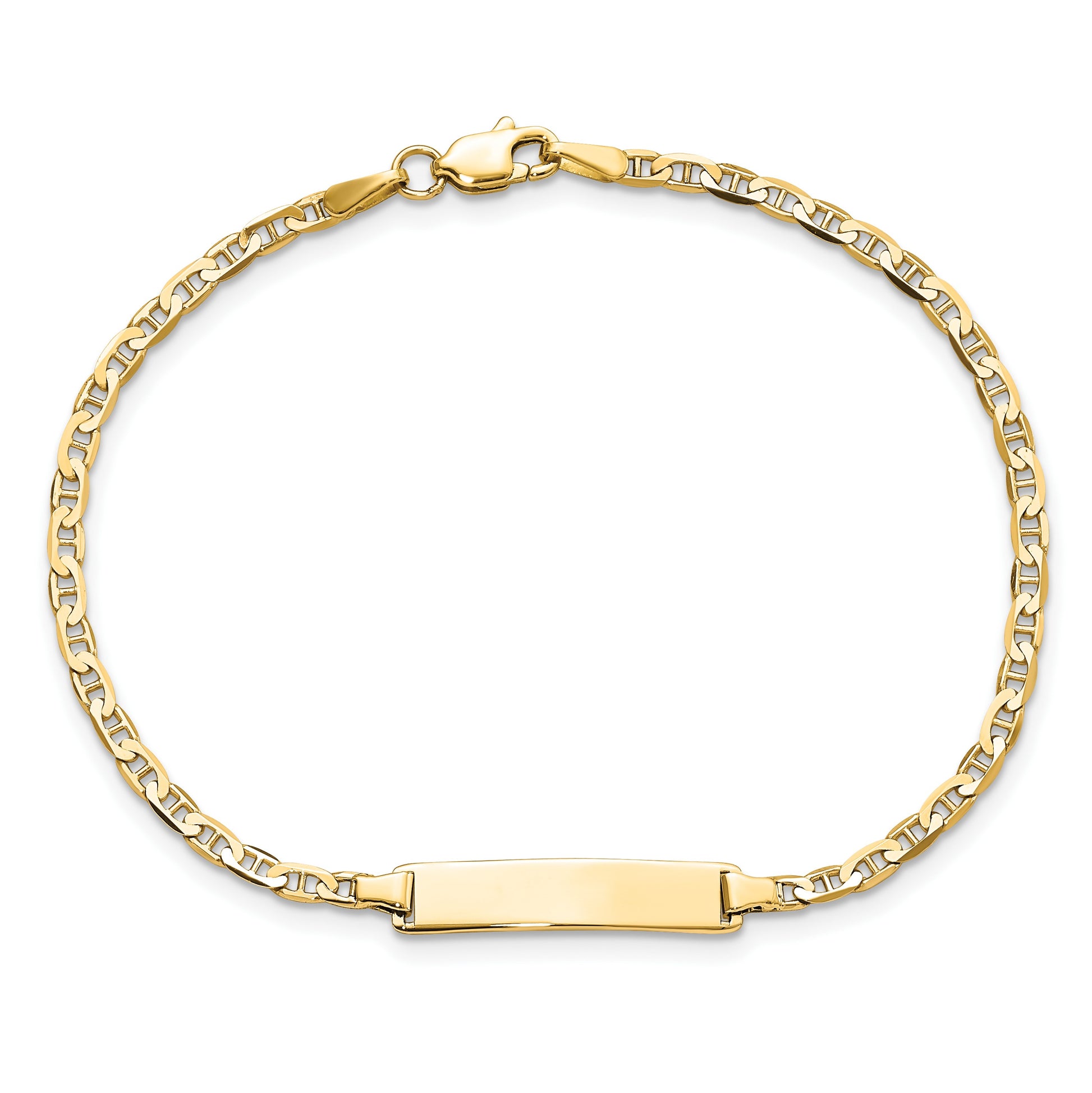14k Polished Solid Chain/Solid Plate Flat Anchor Link 22.5x4.5mm Plate 7 inch ID Bracelet