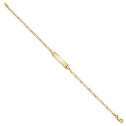 14k Polished Solid Chain/Solid Plate Flat Figaro Link 19.5x4.5mm Plate 8 inch ID Bracelet