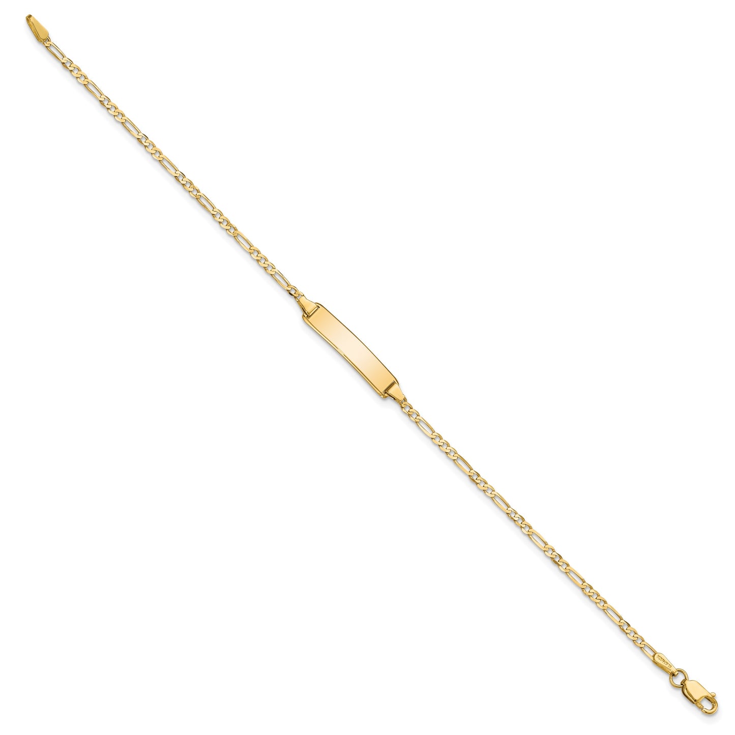 14k Polished Solid Chain/Solid Plate Flat Figaro Link 19.5x4.5mm Plate 7 inch ID Bracelet