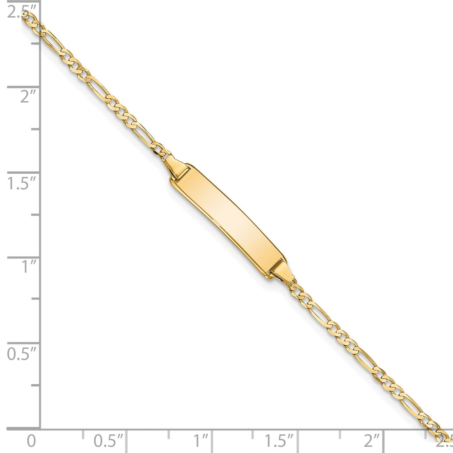 14k Polished Solid Chain/Solid Plate Flat Figaro Link 19.5x4.5mm Plate 7 inch ID Bracelet