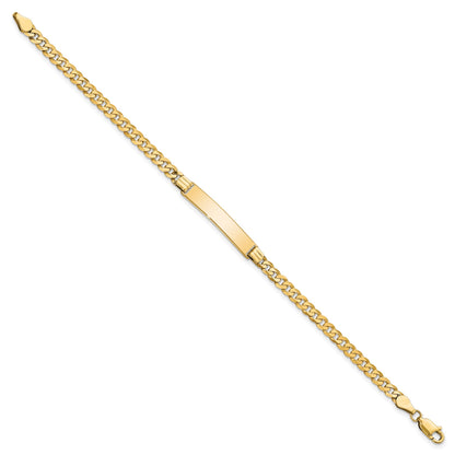 14k Polished Solid Chain/Solid Plate Flat Curb Link 26.5x5.5mm Plate 7 inch ID Bracelet