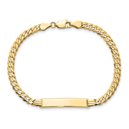 14k Polished Solid Chain/Solid Plate Flat Curb Link 26.5x5.5mm Plate 8 inch ID Bracelet