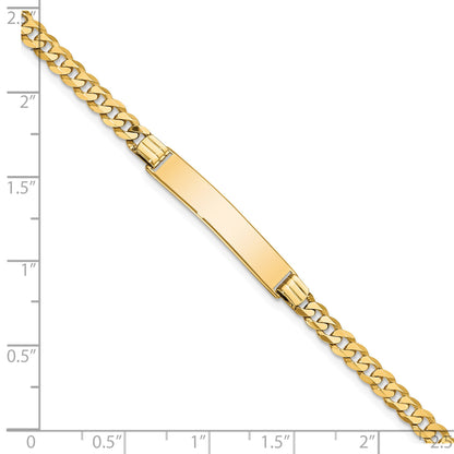 14k Polished Solid Chain/Solid Plate Flat Curb Link 26.5x5.5mm Plate 8 inch ID Bracelet