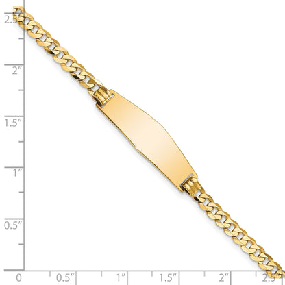 14k Polished Solid Chain/Solid Plate Flat Curb Link Soft Diamond Shape 28x9.8mm Plate 7 inch ID Bracelet