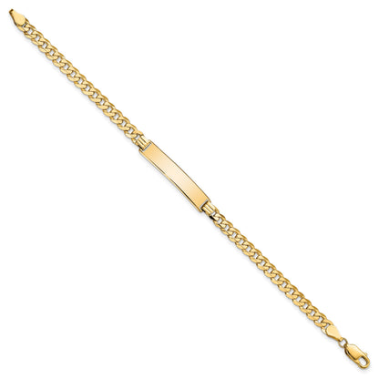 14k Polished Solid Chain/Solid Plate Flat Curb Link 32.5x6.5mm Plate 8 inch ID Bracelet