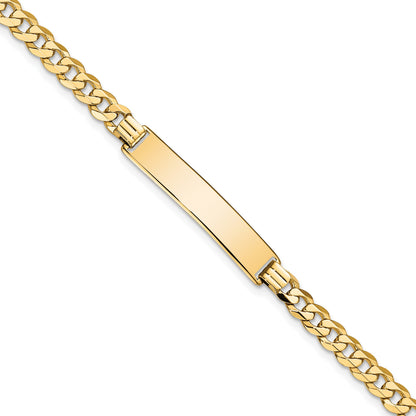 14k Polished Solid Chain/Solid Plate Flat Curb Link 32.5x6.5mm Plate 8 inch ID Bracelet