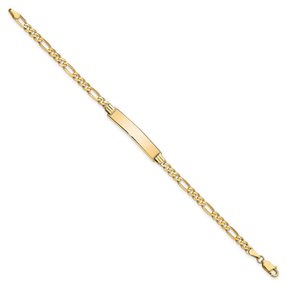 14k Polished Solid Chain/Solid Plate Flat Figaro Link 32.5x6.2mm Plate 7 inch ID Bracelet
