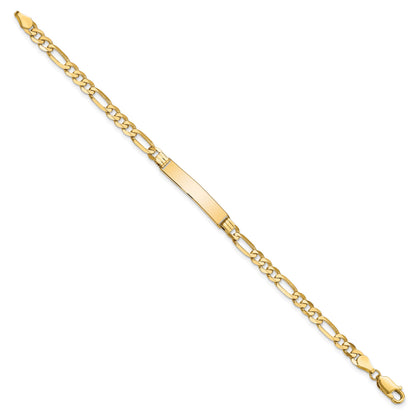 14k Polished Solid Chain/Solid Plate Flat Figaro Link 27.5x5.5mm Plate 7 inch ID Bracelet