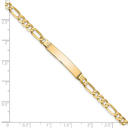 14k Polished Solid Chain/Solid Plate Flat Figaro Link 27.5x5.5mm Plate 7 inch ID Bracelet