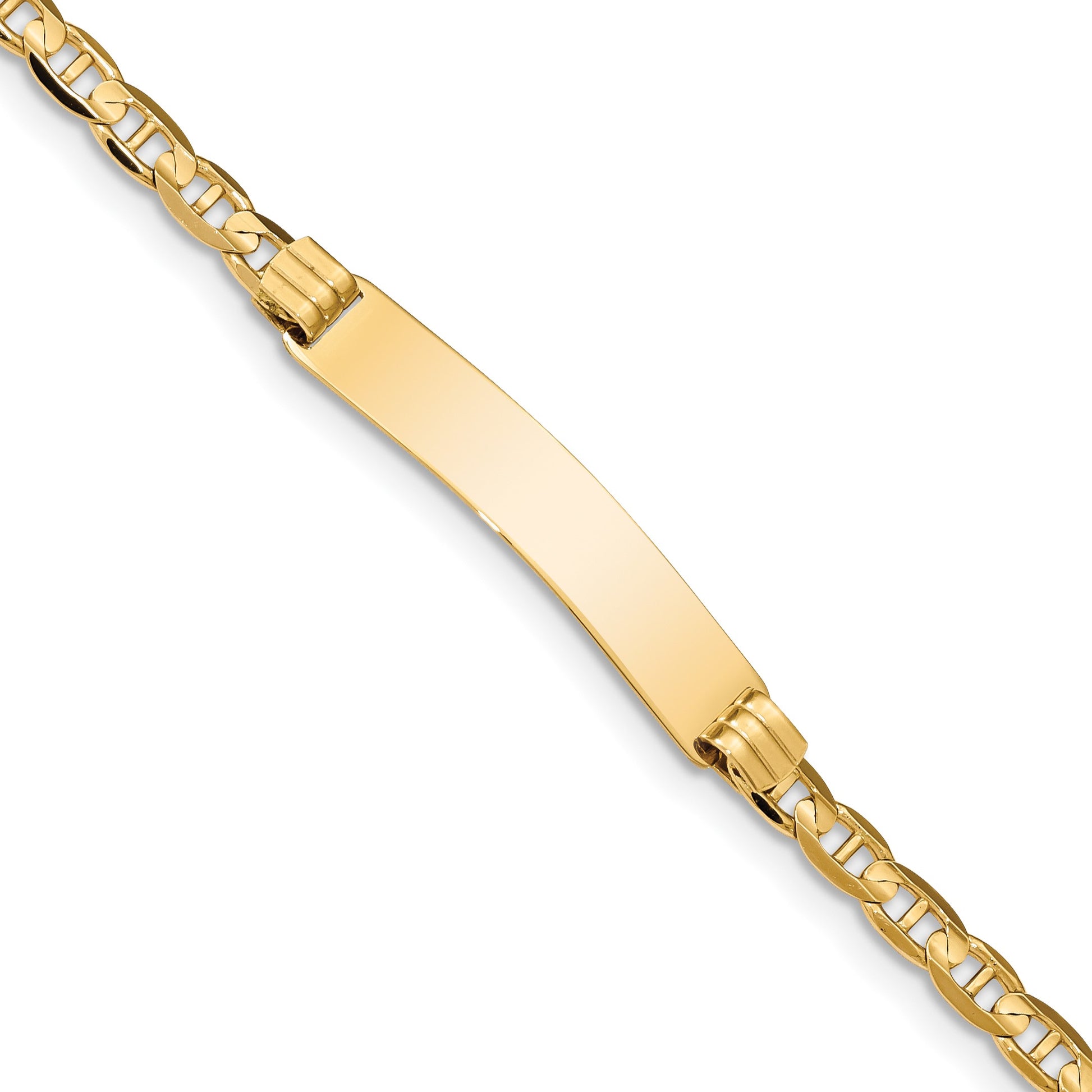 14k Polished Solid Chain/Solid Plate Anchor Link 33.5x7mm Plate 7 inch ID Bracelet