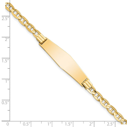 14k Polished Solid Chain/Solid Plate Anchor Link Soft Diamond Shape 33x9.8mm Plate 7 inch ID Bracelet