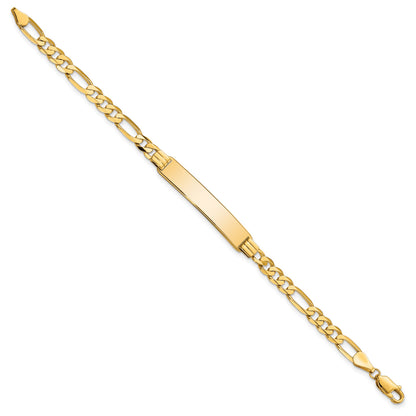 14k Polished Solid Chain/Solid Plate Flat Figaro Link 33.5x7mm Plate 8 inch ID Bracelet