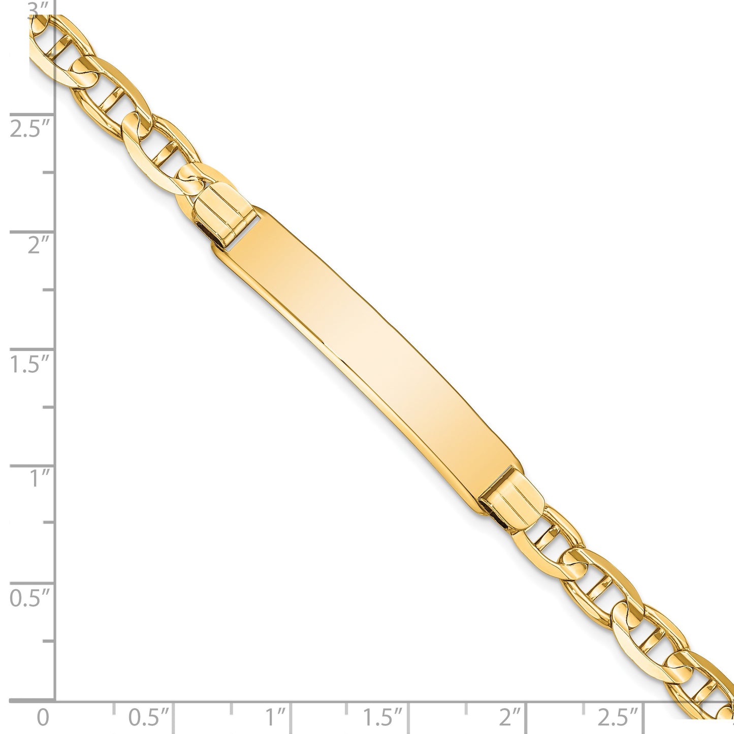 14k Polished Solid Chain/Solid Plate Anchor Link 38x7.8mm Plate 8 inch ID Bracelet