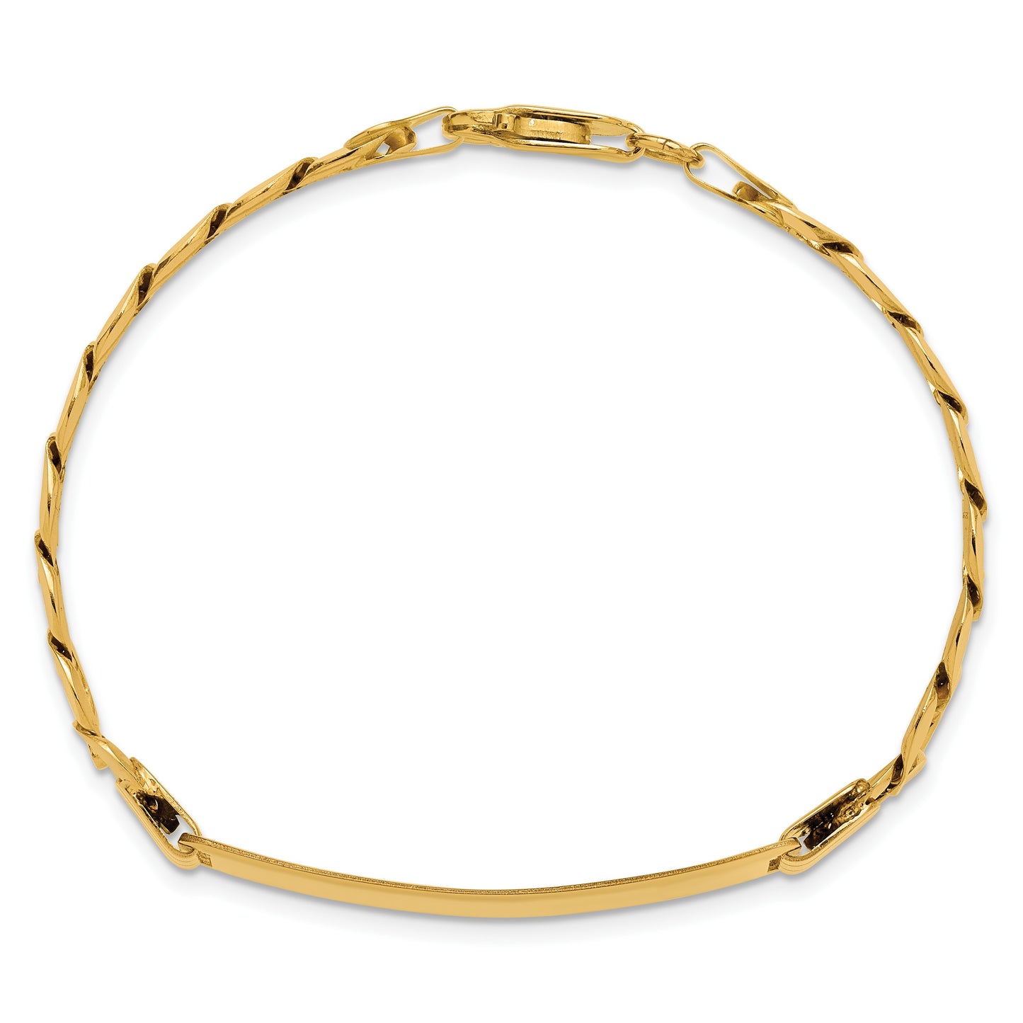 14k Polished Solid Chain/Solid Plate Curb Link 37x9mm Plate 8 inch ID Bracelet