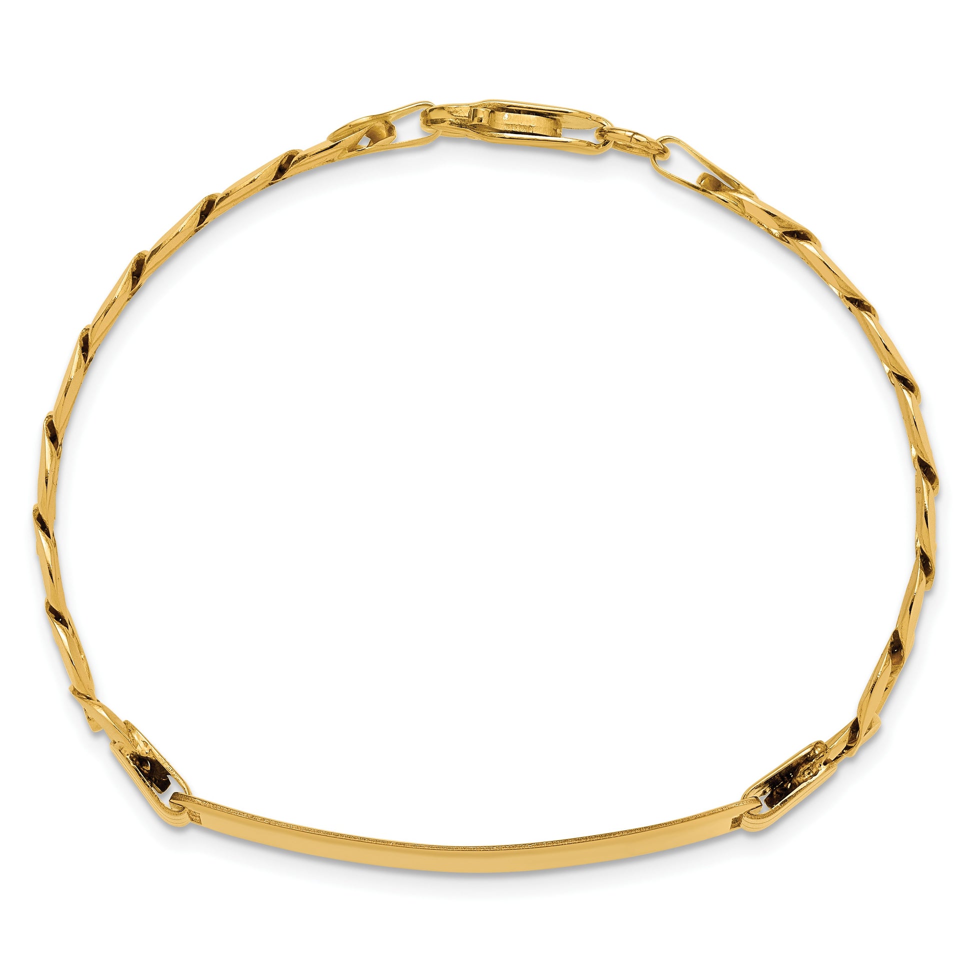 14k Polished Solid Chain/Solid Plate Curb Link 37x9mm Plate 8 inch ID Bracelet