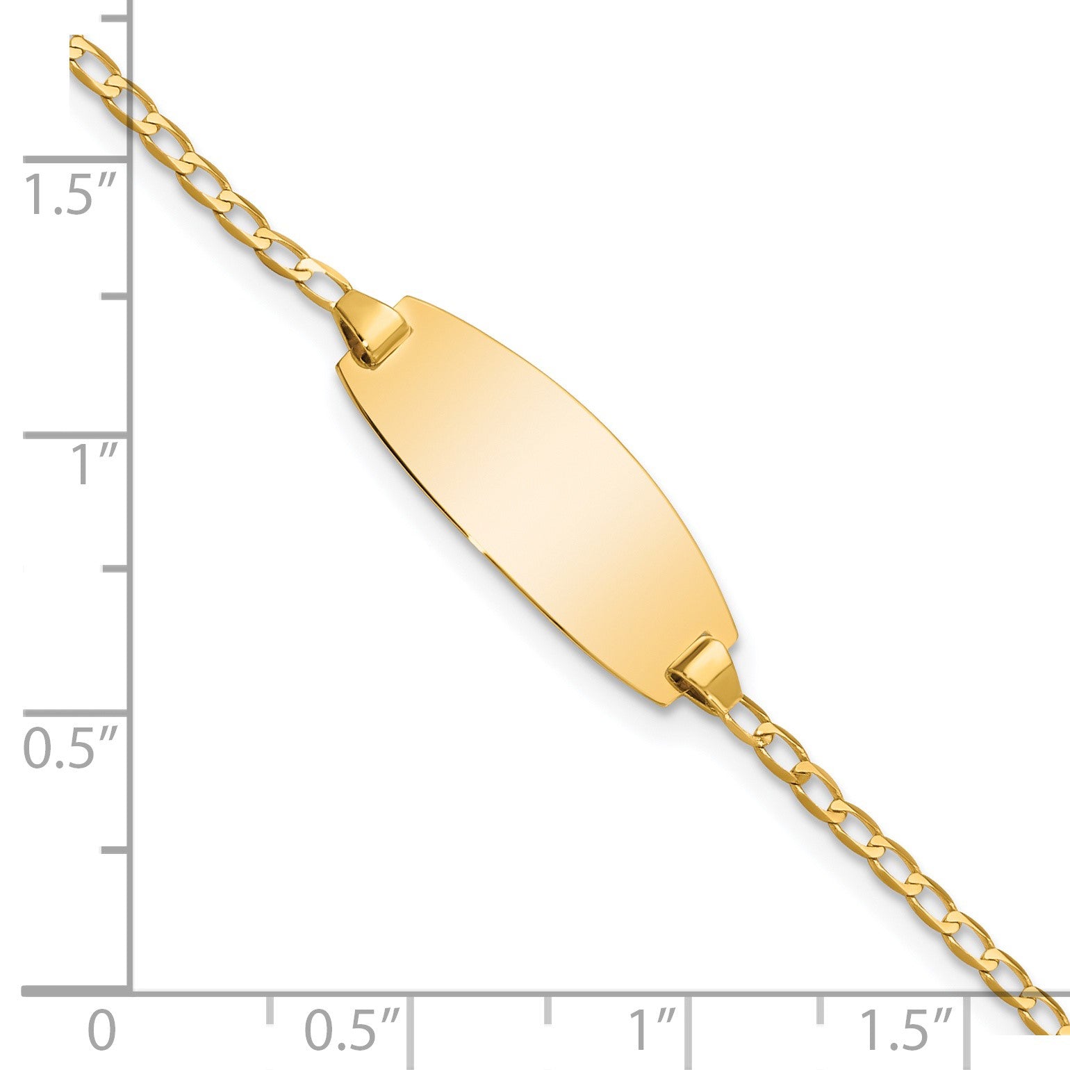 14k Polished Solid Chain/Solid Plate Curb Link Oval 18.5x8.5mm Plate 5.5 inch Baby/Child ID Bracelet