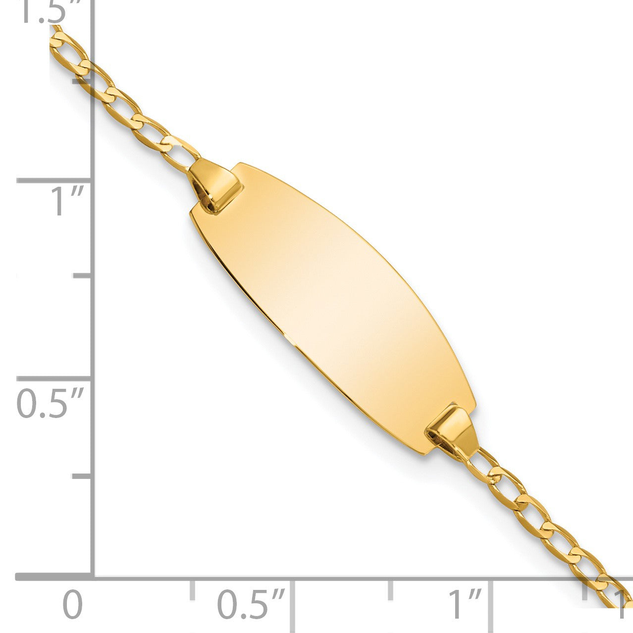 14k Polished Solid Chain/Solid Plate Curb Link Oval 18.5x8.5mm Plate 7 inch ID Bracelet