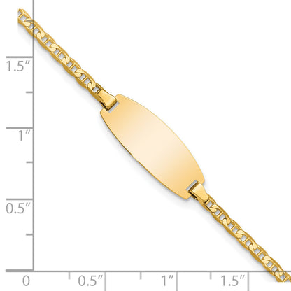 14k Polished Solid Chain/Solid Plate Anchor Link Oval 18.5x8mm Plate 5.5 inch ID Bracelet