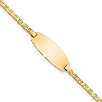 14k Polished Solid Chain/Solid Plate Anchor Link Oval 18.5x8mm Plate 5.5 inch ID Bracelet