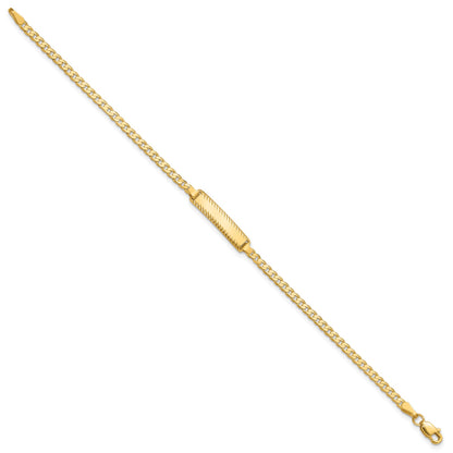 14k Polished Solid Chain/Solid Plate Curb Link Diamond-cut 20x5mm Plate 7 inch ID Bracelet