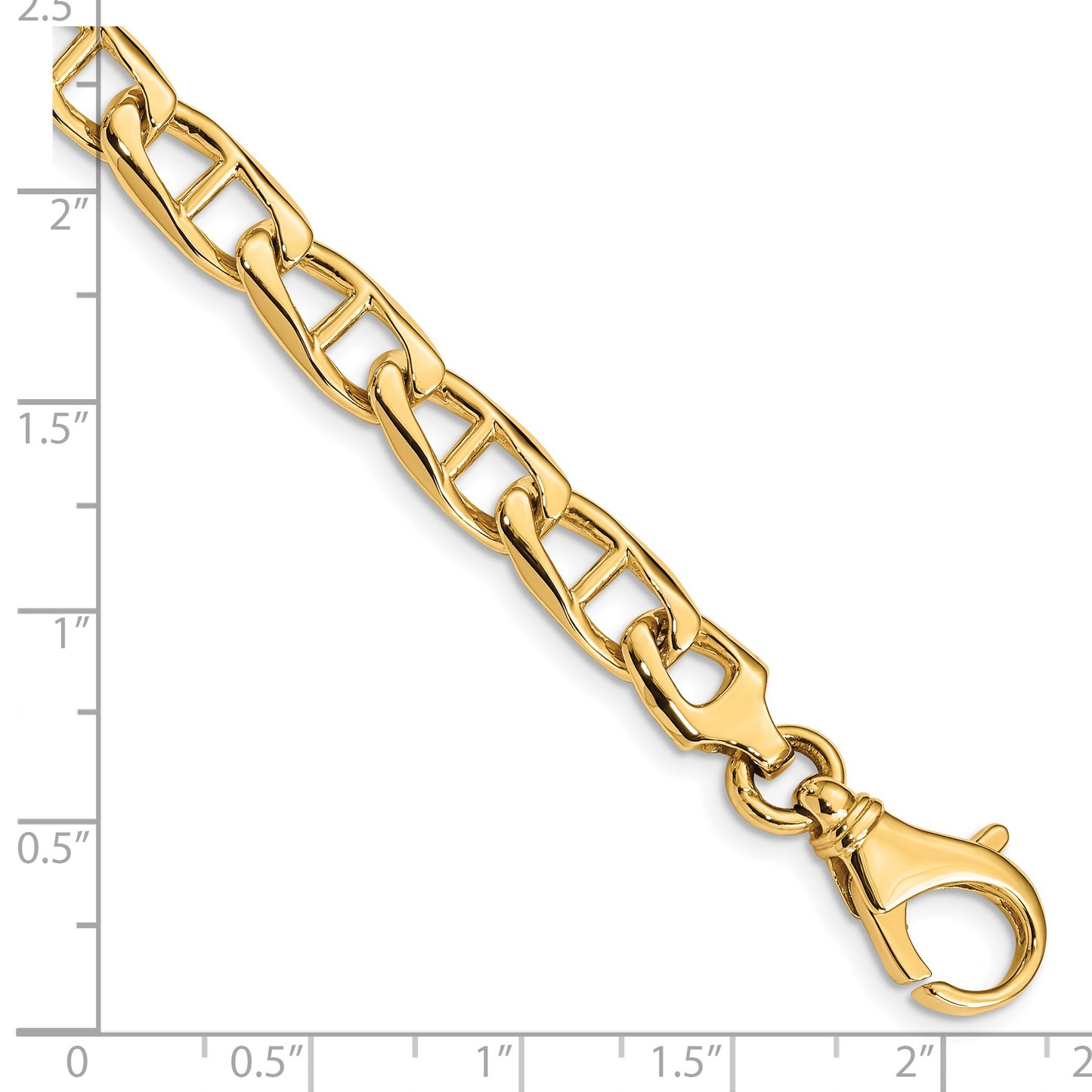 14K 9 inch 6.9mm Hand Polished Fancy Anchor Link with Fancy Lobster Clasp Bracelet