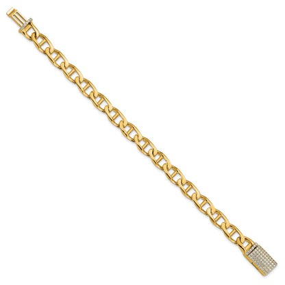14k Hand-polished 9mm Anchor Link 1.5 carat Diamond Clasp 8 inch Bracelet