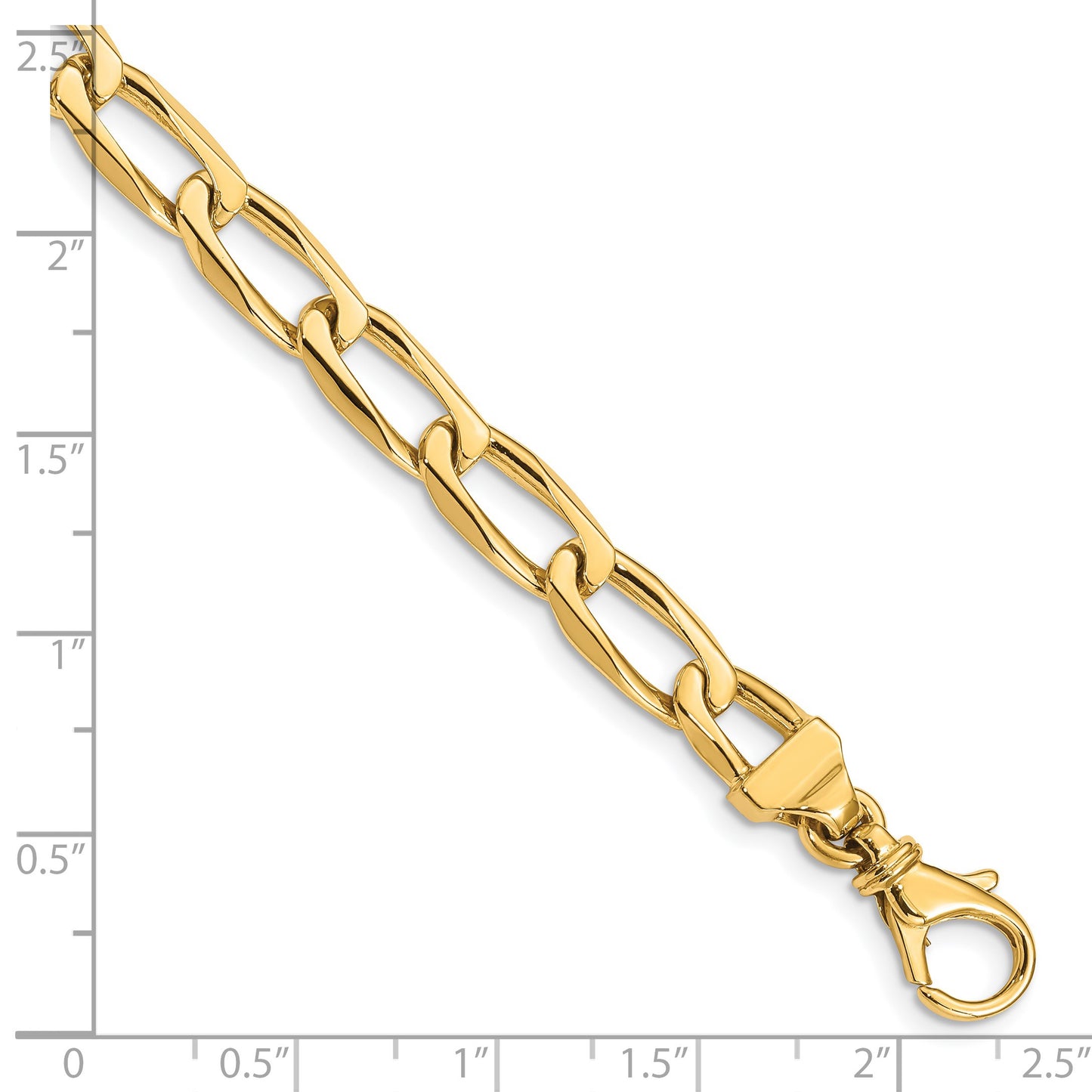 14K 7 inch 6.5mm Hand Polished Fancy Open Link with Fancy Lobster Clasp Bracelet