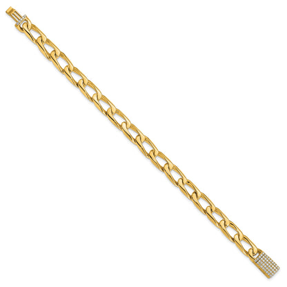 14k Hand-polished 8.5mm Open Link 1.2 carat Diamond Clasp 8 inch Bracelet