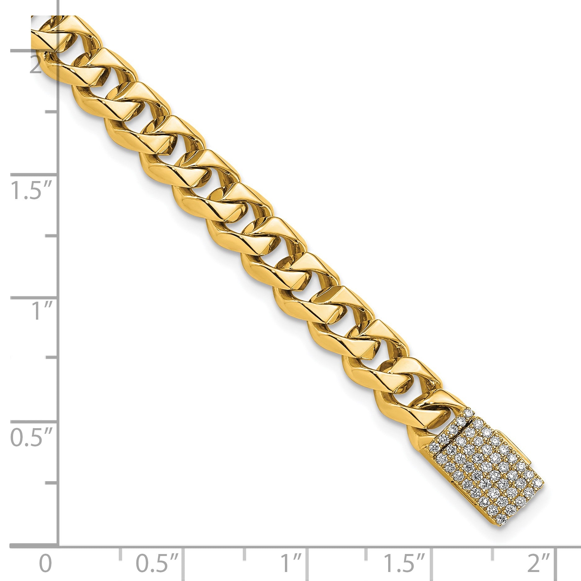 14k Hand-polished 7mm Fancy Curb Link 1.4 carat Diamond Clasp 8 inch Bracelet