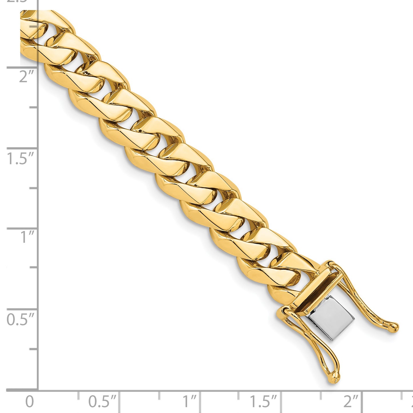 14K 8.5 inch 8.6mm Hand Polished Fancy Traditional Link with Box Catch Clasp Bracelet
