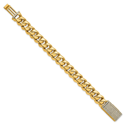 14k Hand-polished 14mm Fancy Curb Link 1.25 carat Diamond Clasp 8 inch Bracelet