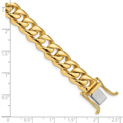 14K 24 inch 9.6mm Hand Polished Rounded Curb Link with Box Catch Clasp Chain