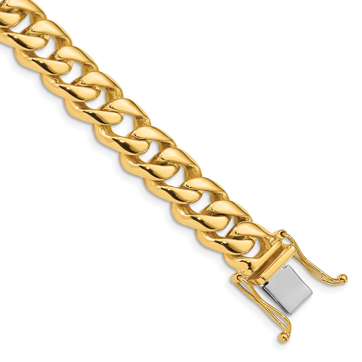 14K 24 inch 9.6mm Hand Polished Rounded Curb Link with Box Catch Clasp Chain
