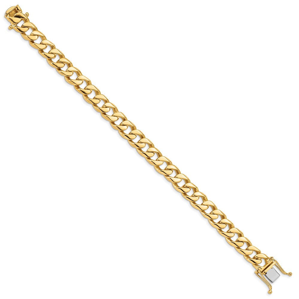 14K 22 inch 9.7mm Hand Polished Flat Beveled Curb Link with Box Catch Clasp Chain