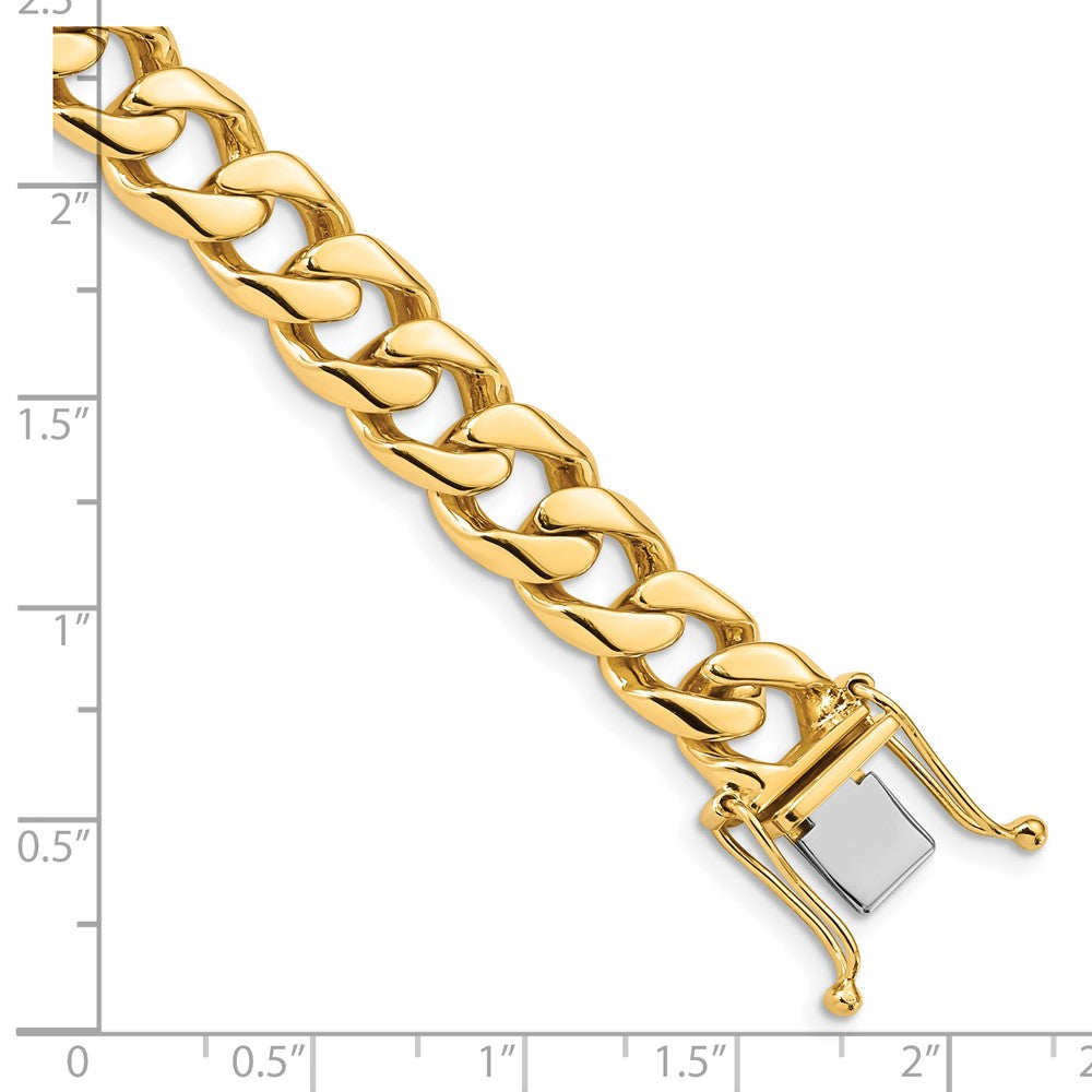 14K 24 inch 9.7mm Hand Polished Flat Beveled Curb Link with Box Catch Clasp Chain