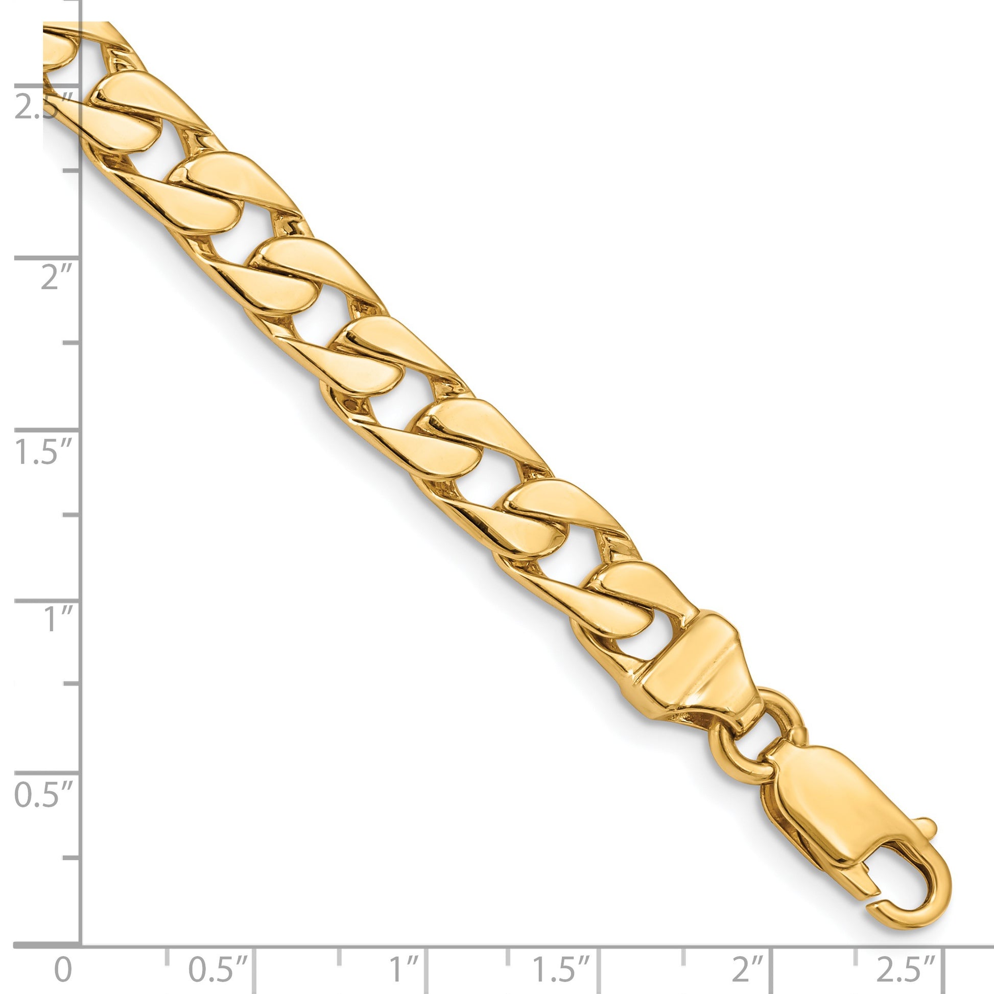 14K 8 inch 6.5mm Hand Polished Fancy Link with Lobster Clasp Bracelet
