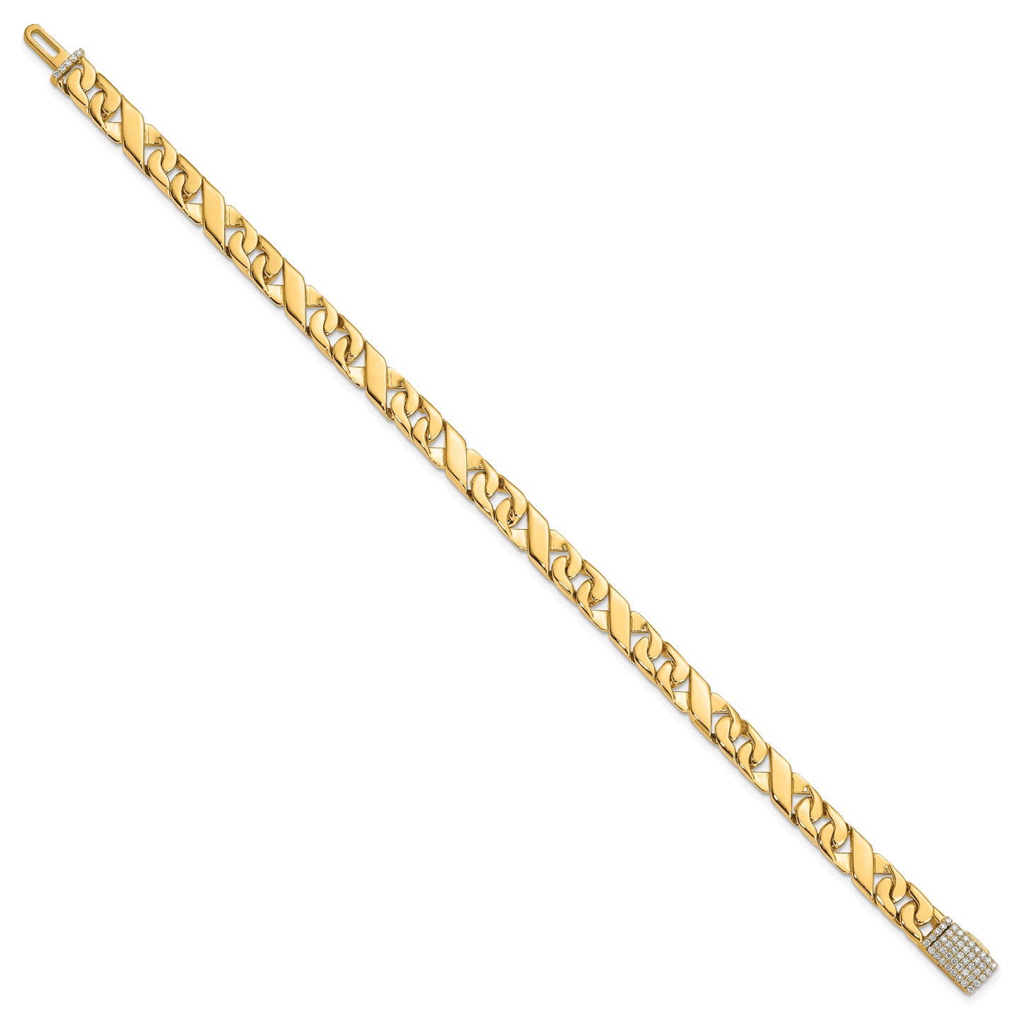 14k Hand-polished 6.7mm Fancy Link 1.75 carat Diamond Clasp 8 inch Bracelet