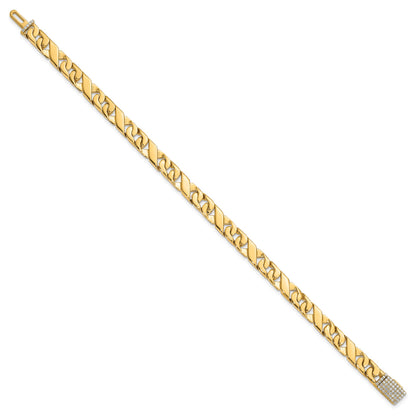 14k Hand-polished 6.7mm Fancy Link 1.75 carat Diamond Clasp 8 inch Bracelet