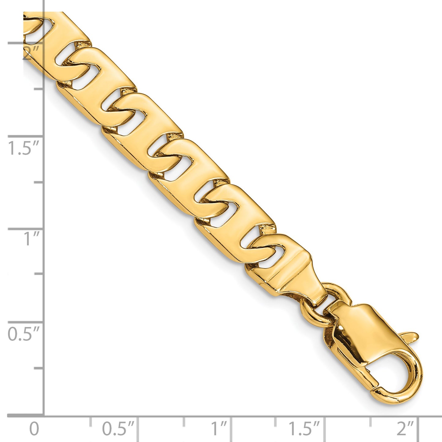 14K 8 inch 8.4mm Hand Polished Fancy Link with Fancy Lobster Clasp Bracelet