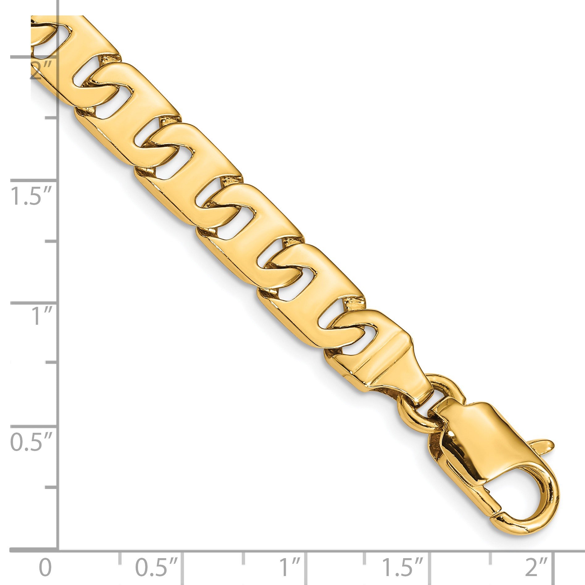 14K 8 inch 8.4mm Hand Polished Fancy Link with Fancy Lobster Clasp Bracelet