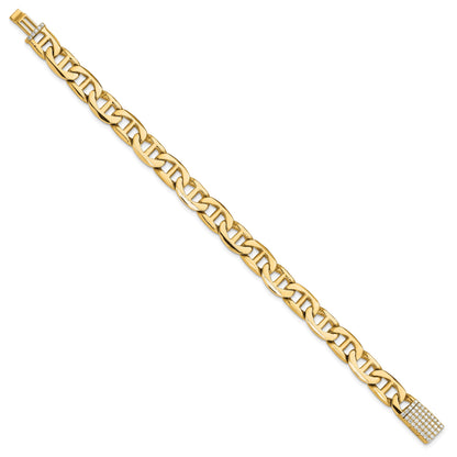 14k Hand-polished 8mm Anchor Link 1.5 carat Diamond Clasp 8 inch Bracelet