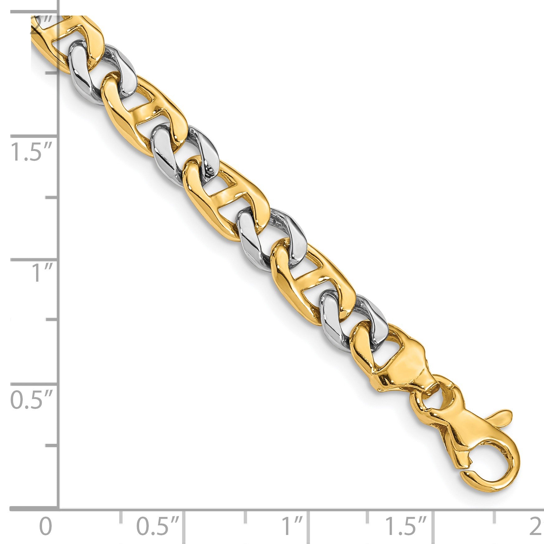 14K Two-tone 8 inch 5.6mm Hand Polished Fancy Link with Fancy Lobster Clasp Bracelet