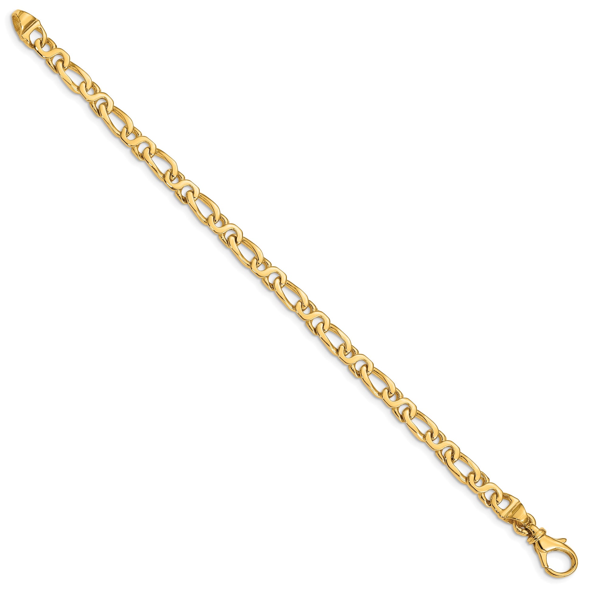 14K 7 inch 4.8mm Hand Polished Fancy Link with Fancy Lobster Clasp Bracelet
