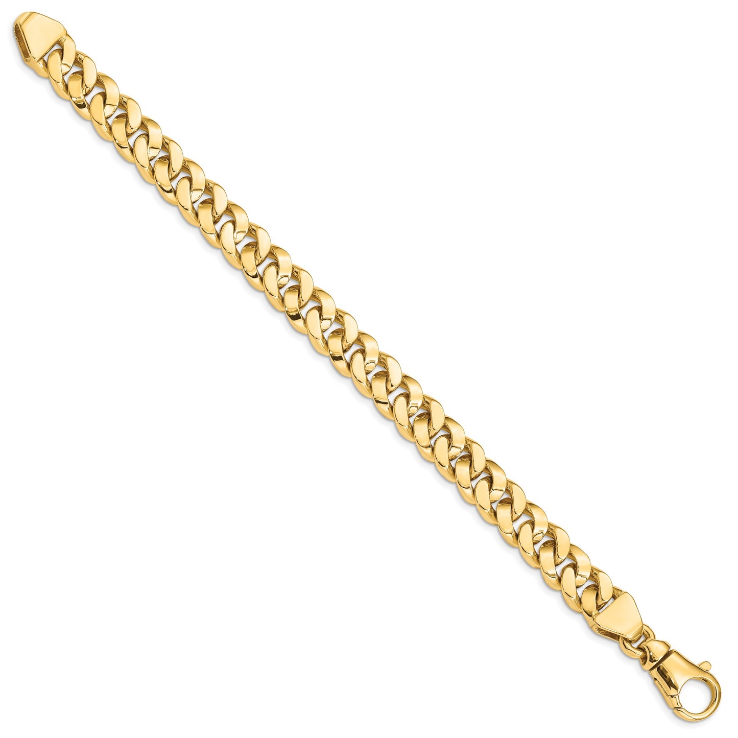 14K 8.5 inch 10mm Hand Polished Fancy Link with Fancy Lobster Clasp Bracelet