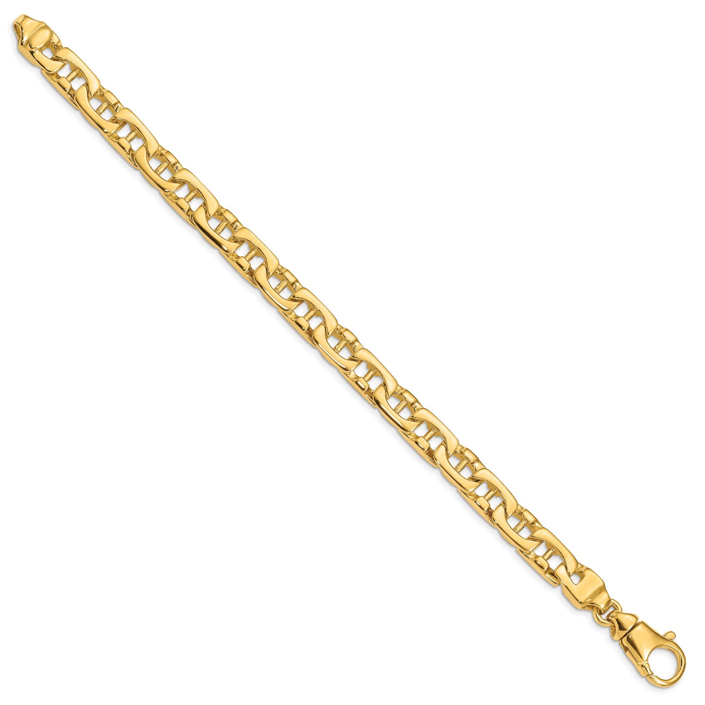 14K 8.5 inch 8.5mm Hand Polished Fancy Link with Fancy Lobster Clasp Bracelet