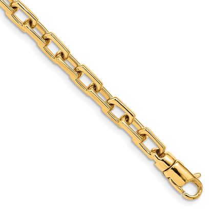 14K 8 inch 5mm Hand Polished Fancy Link with Lobster Clasp Bracelet
