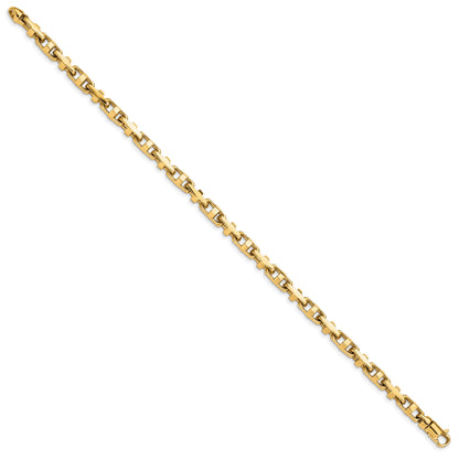 14K 8.75 inch 5mm Hand Polished Fancy Link with Lobster Clasp Bracelet